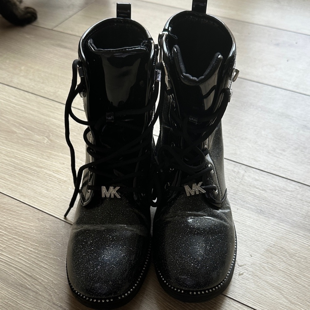 Black Glitter MK Ankle Boots